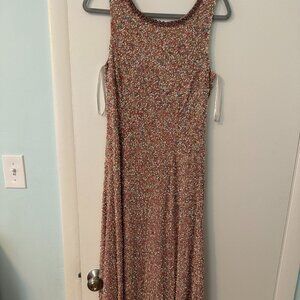 Wonder by Jenny Packham Rainbow Sequin Pink Maxi formal sz 14